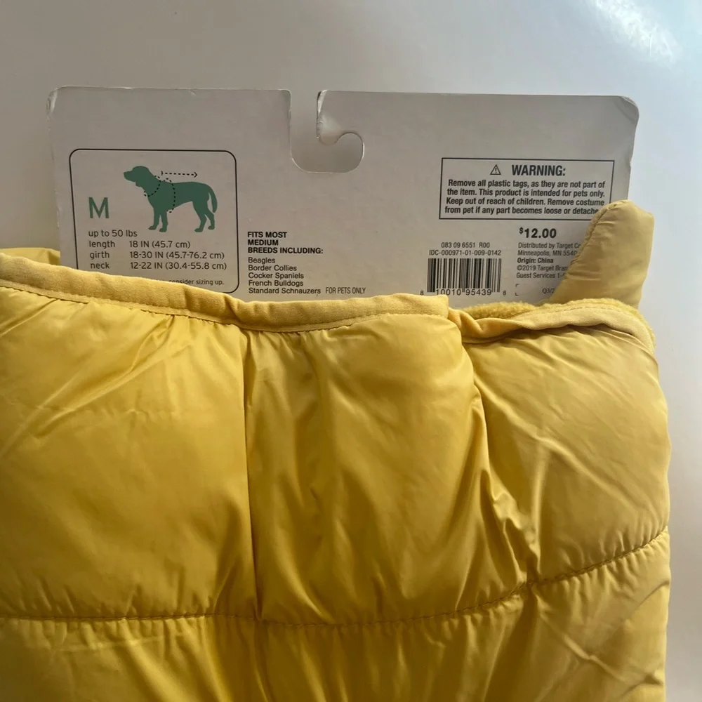 Boots & Barkley Yellow Quilted Pet Puffer Jacket